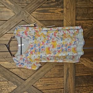 Medium LuLaRoe Classic T Heathered Gray Abstract Floral